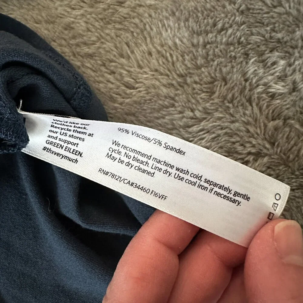 Eileen Fisher Blue Oversized Turtleneck Shirt Blouse LARGE Women's - Picture 7 of 7